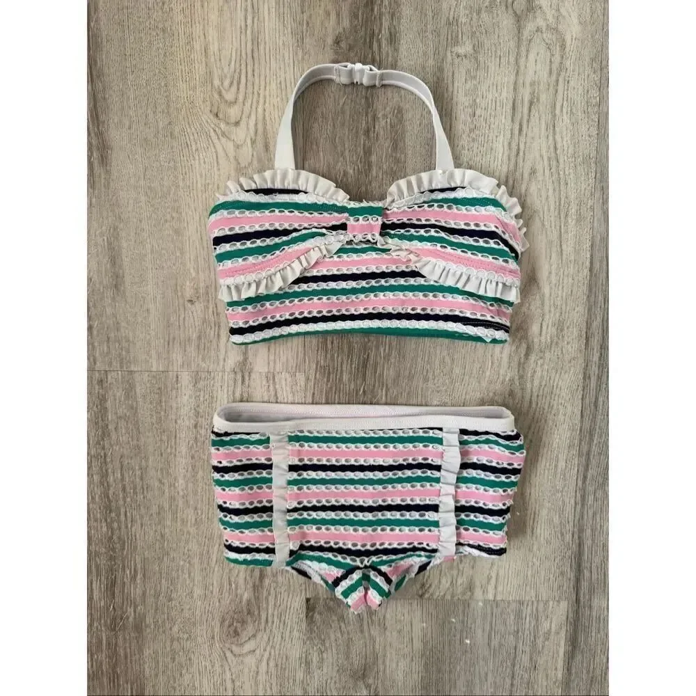 Janie and Jack 18-24 Months Baby Girl Textured Striped 2-Piece Swimsuit